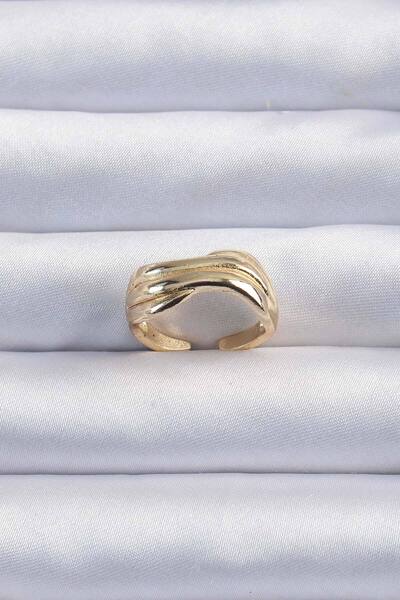 doremodam Brass Gold Color Curved Adjustable Ring - Lisinya