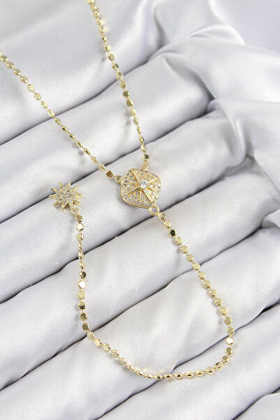 Lisinya قلادة على شكل ميدالية من حجر الزركون النحاسي مع سلسلة مطوية موديل ذهب...