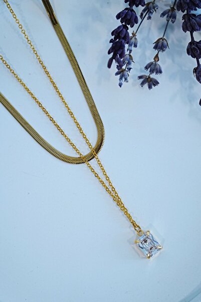 Lisinya قلادة نسائية من الفولاذ الإيطالي بسلسلة على شكل حبة الفول مع حجر البا...