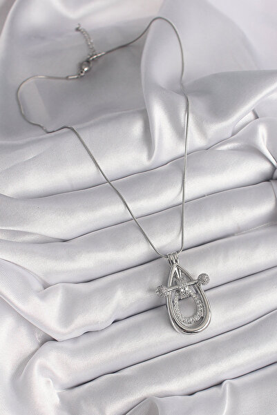 Lisinya قلادة نسائية من الفولاذ 316L بلون فضي مع حجر الزركون - موديل قطرة