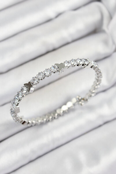 Lisinya Brass Zircon Stone Heart Model Silver Color Spring Women's Bracelet -...