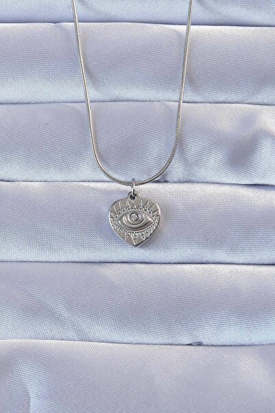 Lisinya قلادة على شكل قلب مرصعة بحجر الزركون باللون الفضي 316L - TYGOO