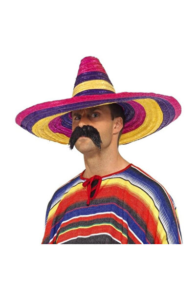 Lisinya Pălărie mexicană Sombrero, din paie tricotate, colorată, mărime pentr...