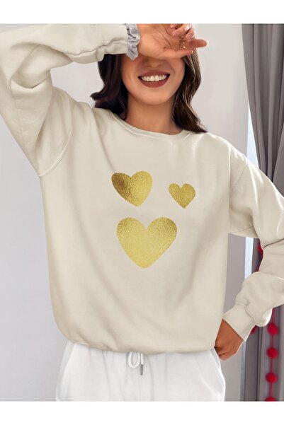 ArtYus Inimi de culoare aurie cu imprimeu guler rotund piese Swea tricou