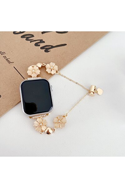 redmud teknoloji Apple Watch Seri 4 5 6 7 8 9 10 42-38-40-41 mm Çiçek Taşlı Z...