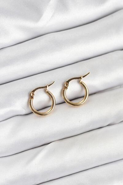 Epilons 316L Steel Gold Color 12 mm Hoop Women's Earrings - Tj-Bkp11224 Zenvi...