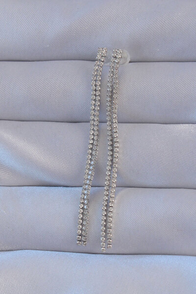 Lisinya Brass Silver Color Zircon Stone Waterway Model Earrings - Tygoo