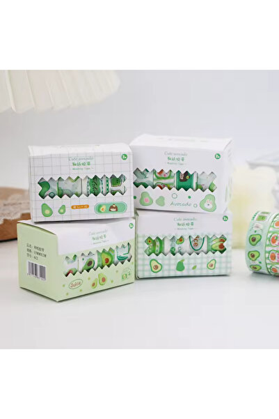 NaSaDAN Avokado Desenli Washi Bant – Dekoratif Planlayıcı ve Defter Süsleme B...