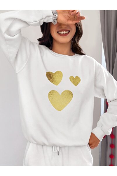 ArtYus Inimi de culoare aurie cu imprimeu guler rotund piese Swea tricou