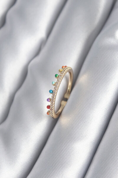 Lisinya Brass Gold Color Zircon Stone Detailed Women's Ring - Tygoo