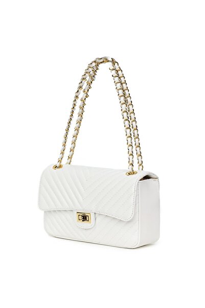 myOwn Poșetă albă din piele matlasată Anna