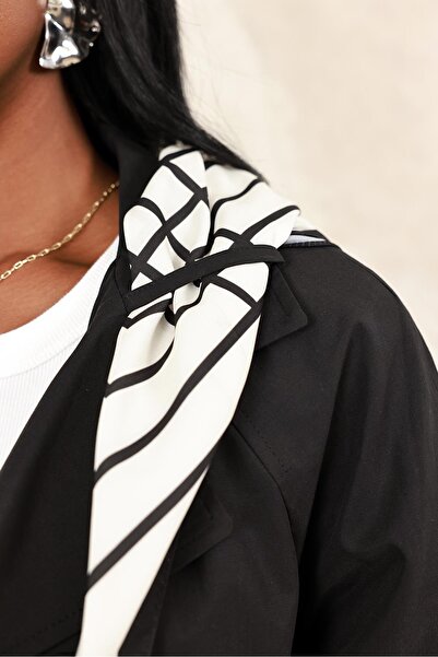 5in1Canpolat Siyah Fularlı Trençkot