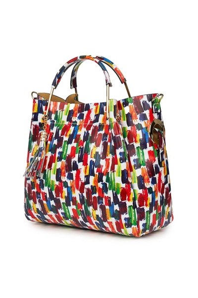 myOwn Geantă de damă din piele naturală Fabiana cu model multicolor