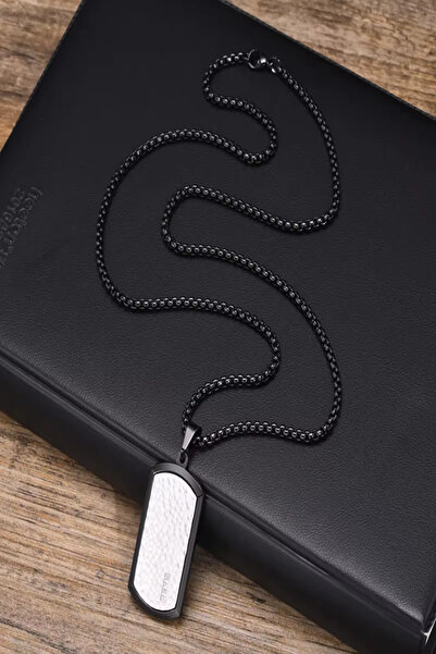 OEM Men's necklace, silver plate made of stainless steel with 5 transparent rhinestones in a line shape