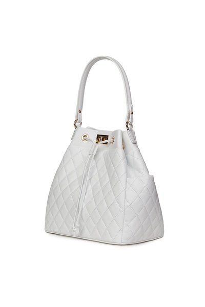 myOwn Λευκή καπιτονέ δερμάτινη τσάντα Felice