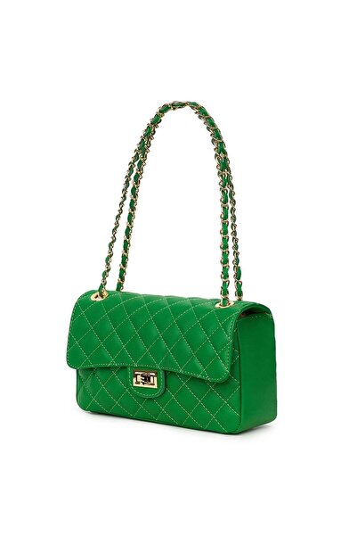 myOwn Angela green quilted leather purse