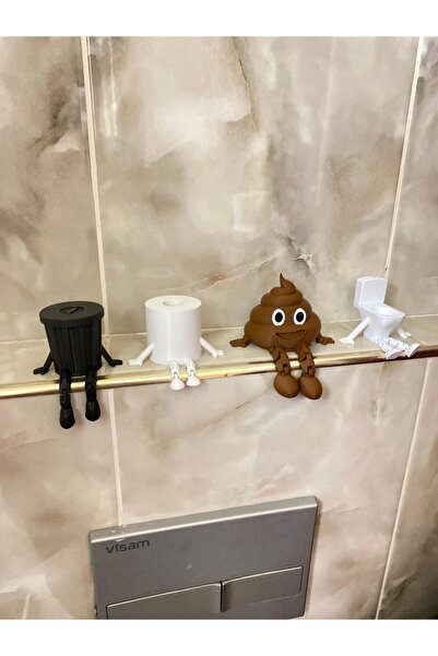 Eta3d 4 lü Tuvalet Banyo Köşesi seti Çöp Kovası Tuvalet kağıdı Kaka Klozet