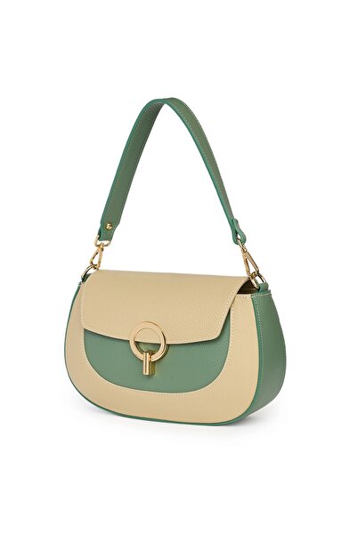 myOwn Geantă de damă din piele naturală Rosalia crem/verde fistic