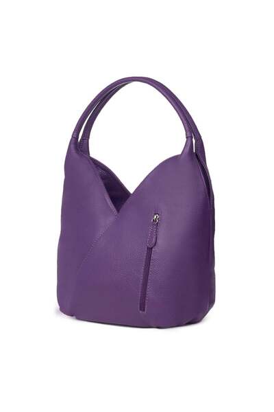 myOwn Geantă Lorena mov din piele naturală