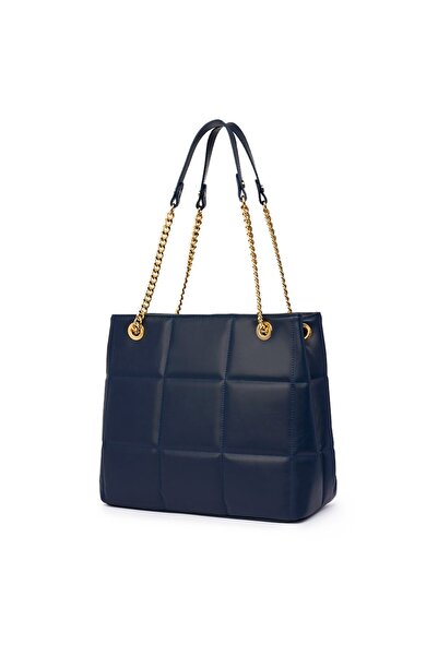 myOwn Geantă din piele matlasată Azalea bleumarin