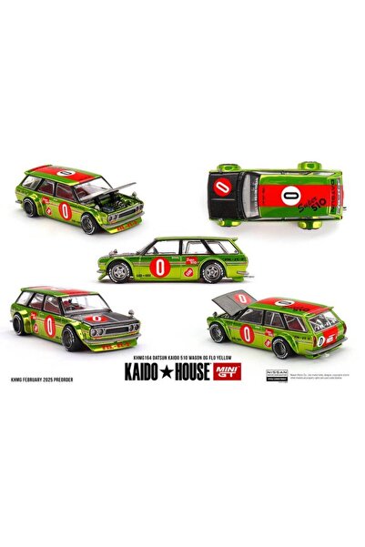 mini gt 164 KaidoHouse Datsun KAIDO 510 Wagon OG Flo Yellow KHMG164 1/64 Mode...