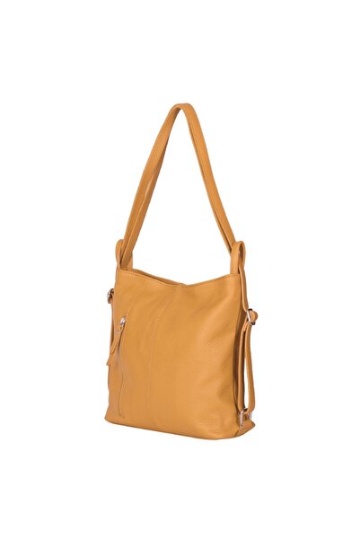 myOwn Κίτρινο σακίδιο πλάτης Alesandra 2 σε 1 από γνήσιο δέρμα