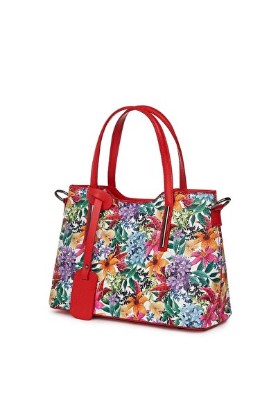 myOwn Γυναικεία δερμάτινη τσάντα με φλοράλ σχέδιο Mariella FF5