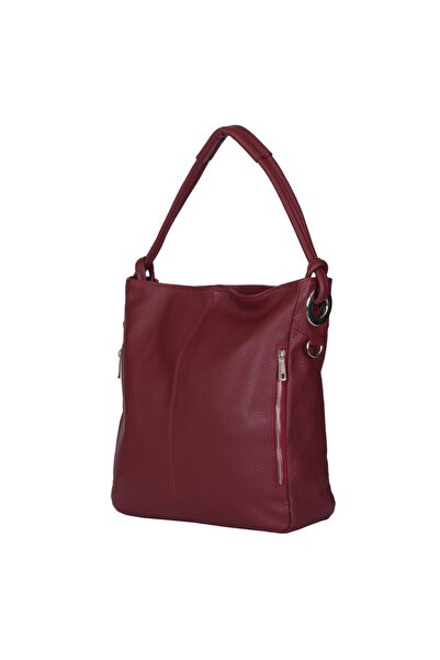 myOwn Дамска чанта от естествена кожа Mia, тъмночервена
