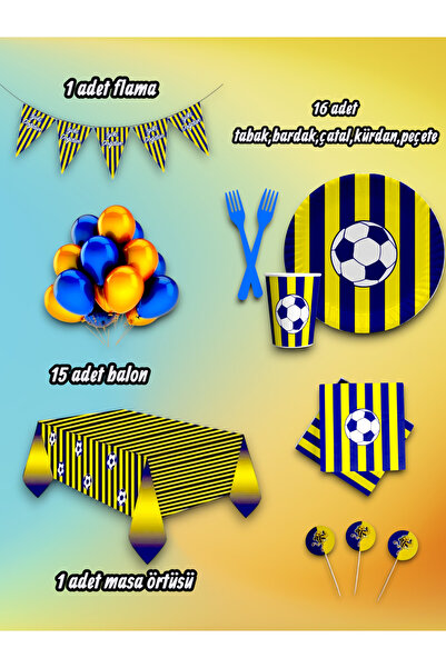 partylady 16-Person Yellow and Navy Blue Themed Mini Set - for Birthday Parti...