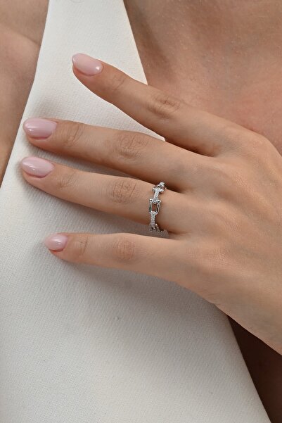 Söğütlü Silver 925 ayar gümüş rodyumlu zirkon taşlı alttan ayarlanabilir trend yüzük SGTL13079RODAJ