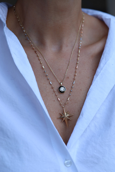 Yenigün Kuyumculuk 14 Ayar Altın Ema Çift Sıra Objeli Kolye