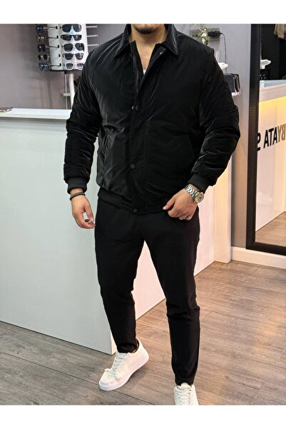 BYATA MENS STYLE Чоловічий блискучий короткий надувний пуховик