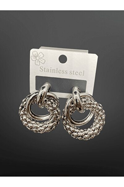 FM Modern Double Ring 316L Steel Women's Earrings |   Timeless and Stylish