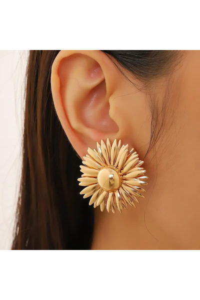 begüm jewelery GOLD GÜNEŞ ÇİÇEĞİ MODEL TASARIM KÜPE