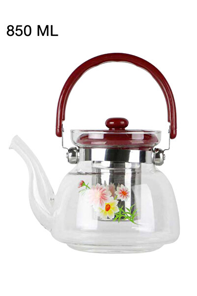 ELEGANT HOME 850ml Heat-Resistant Glass Teapot with Stainless Steel Filter