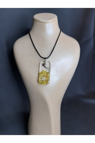 MRYart Starfish Rectangular Epoxy Pendant