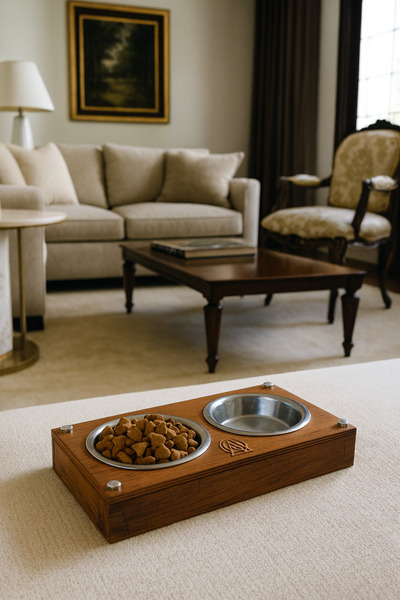 Okay Paslanmaz Çelik Kaselerle Şık Ahşap Stand – Kedi & Köpek Mama & Su Kabı ...