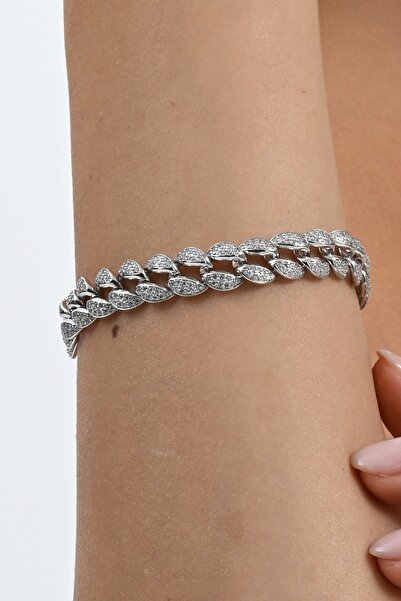 Söğütlü Silver 925 ayar gümüş rodyumlu zirkon taşlı ithal gurmet gümüş bilekl...