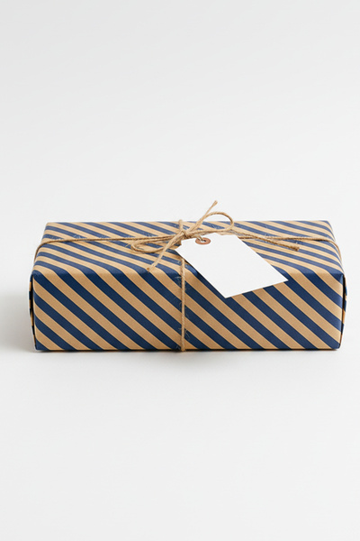 OLİ Art Kraft Navy Blue Ribbon Line Wrapping Paper 10 Pieces 70X100Cm Gift Packaging Gift Paper
