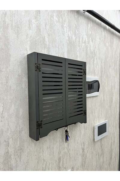 AA AHŞAP Elektrik Pano Düzenleyici Duvar Düzenleyici Ahşap Dekoratif Antrasit Kutu Anahtarlık Düz Çizgi