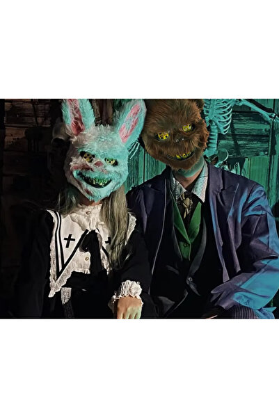 zola Μάσκα Killer Bloody Rabbit για το Halloween, τρομακτικό πλάσμα, στολή ψυχοπαθούς, 32x25x20 εκ., λευκή