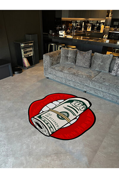 Rugs Modern Halı Mosso Woven Base with Money Pattern between the Lips Modern Decorative Rug Mosso345