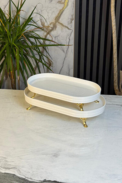 MAY HOME 2'Li Porselen Oval Sunumluk Tabak & Yemek Meze Salata Servisliği