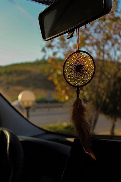 Yalınay Store Turuncu Dreamcatcher Düş Kapanı Araba Dikiz Ayna Süsü