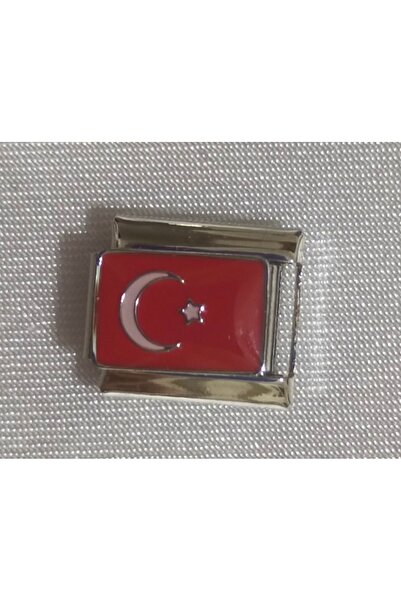 SATIYU BUTİK Moon and Star Turkey Flag Themed Charm – Compatible with Italian Bracelets, Colorful Design