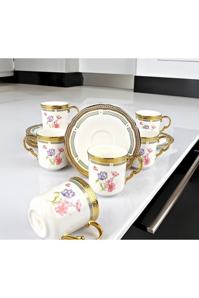 Kosova Çırağan Home Yeni Tasarım Çiçekli Kahve Fincan Takımı Rsy-239