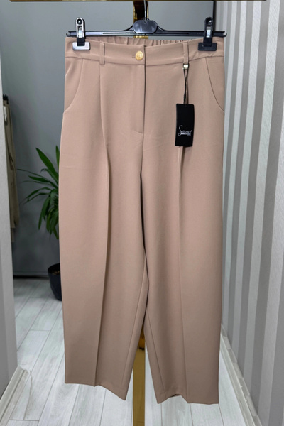 Sentez Roma Pleated Trousers with Elastic Back Camel 5567