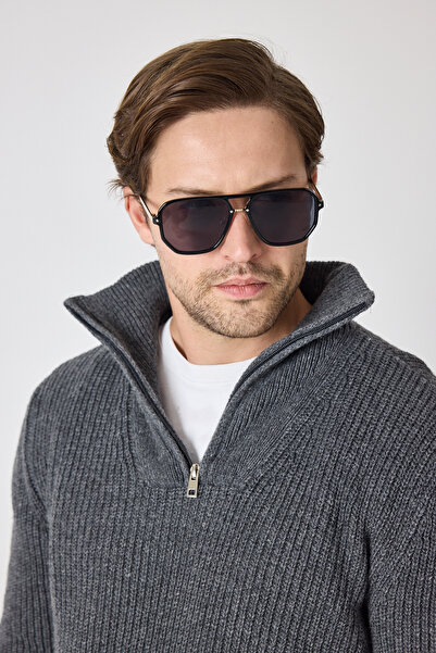 ENQUE Ανδρικό πλεκτό πουλόβερ ψαρά με φερμουάρ