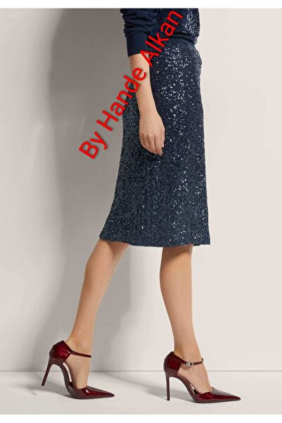 By Hande Alkan Жіноча синя спідниця з паєтками
