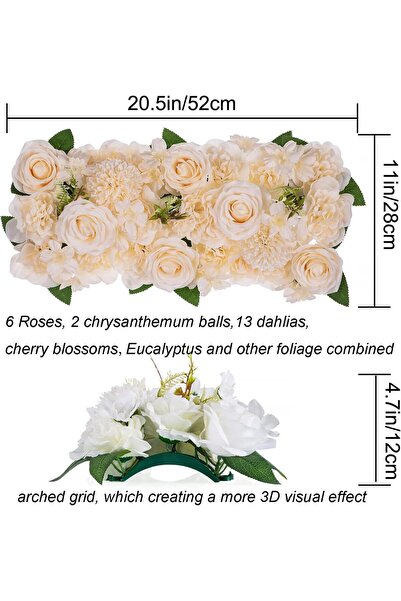 OEM Aranjament floral cu panouri, 28x52cm, culoare șampanie